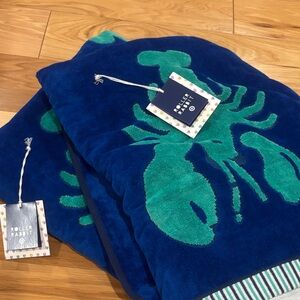 Roller Rabbit Navy and Teal Lobster Beach Towel